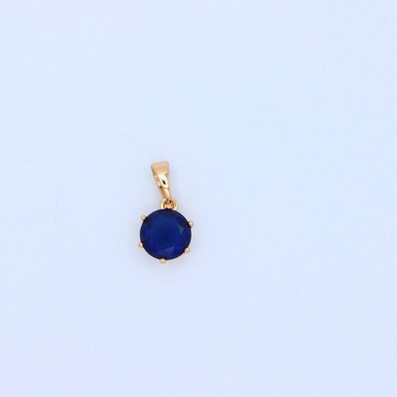"Royal Blue Round Pendant in Gold Finish for Elegant Everyday Style, XPPT1677 - Picture 6 of 13